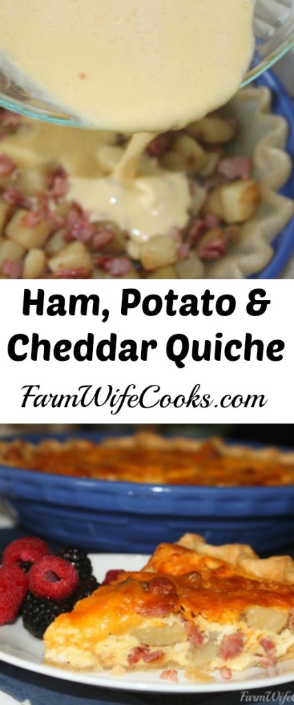 Perfect quiche recipe for the meat and potato lover in your family. Ham, Potato and Cheddar Cheese Quiche
