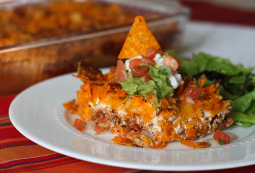 Perfect recipe to change up Taco Tuesday, Taco Bake is a great family friendly recipe that is husband and kid approved!