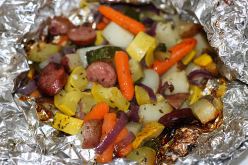 Grilled Sausage and Veggie Foil Packets