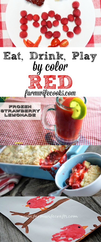 The Ultimate Guide to celebrating the color red! Eat, Drink and Play by color. Easy red meal ideas and fun craft to help kids try new foods and learn their colors!