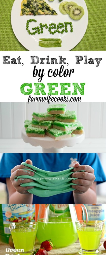 The Ultimate Guide to celebrating the color green! Eat, Drink and Play by color. Easy green meal ideas and fun craft to help kids try new foods and learn their colors!