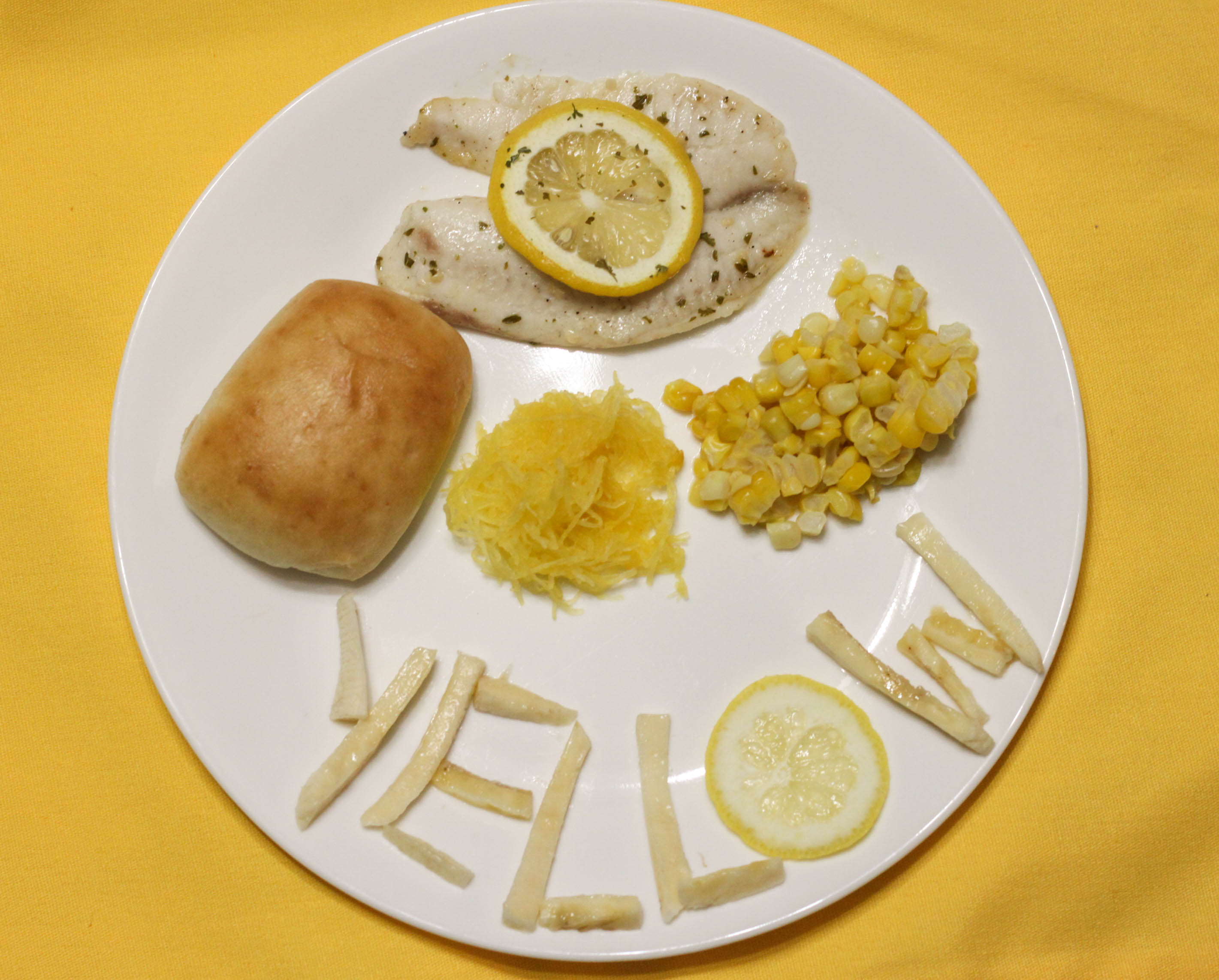 YELLOW, Eating the Rainbow – Lemon Garlic Taliapia