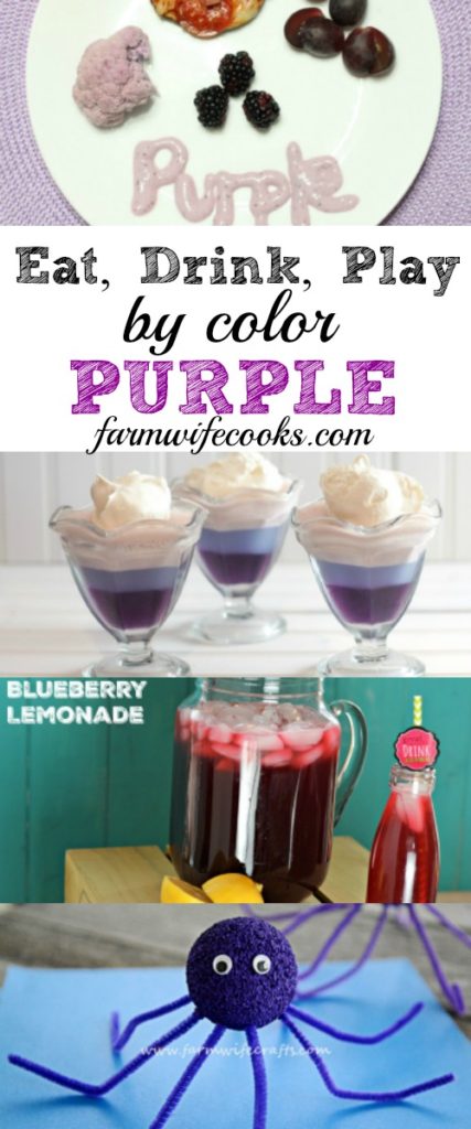 The Ultimate Guide to celebrating the color purple! Eat, Drink and Play by color. Easy purple meal ideas and fun craft to help kids try new foods and learn their colors!