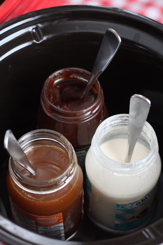 Keep toppings warm in a crockpot. Perfect idea for an Ice Cream Party!