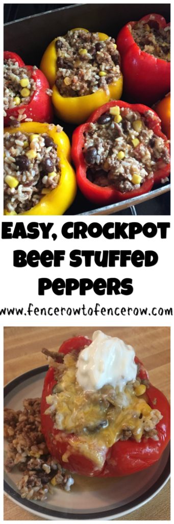 Easy Crock Pot Beef Stuffed Peppers