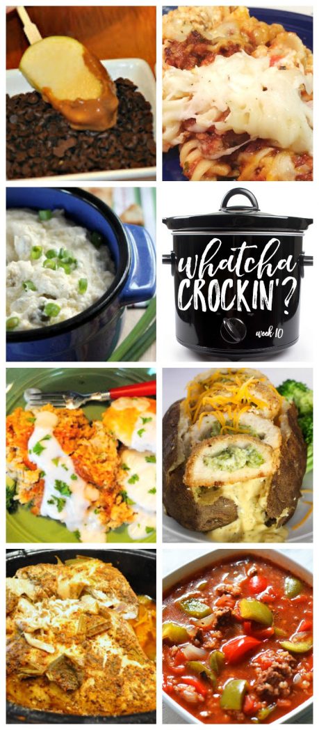This week's Whatcha Crockin' crock pot recipes include Crock Pot Company Casserole, Hot Jalapeno & Chile Popper Dip, Slow Cooker Stuffed Pepper Soup, Crock Pot Caramel Apple Dippers, Crock Pot Turkey Breast, Chicken Broccoli Cheese Baked Potato, Slow Cooker Country Breakfast With White Pepper Gravy and Biscuits and more!