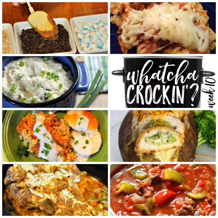 This week's Whatcha Crockin' crock pot recipes include Crock Pot Company Casserole, Hot Jalapeno & Chile Popper Dip, Slow Cooker Stuffed Pepper Soup, Crock Pot Caramel Apple Dippers, Crock Pot Turkey Breast, Chicken Broccoli Cheese Baked Potato, Slow Cooker Country Breakfast With White Pepper Gravy and Biscuits and more!