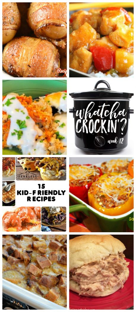 This week's Whatcha Crockin' crock pot recipes include 15 Kid Friendly Recipes, Crock Pot Fiesta Crack Chicken, Crock Pot Bacon Taters, Slow Cooker Sweet and Sour Chicken, Slow Cooker Country Breakfast with White Pepper Gravy and Biscuits, Crock Pot Scalloped Potatoes with Ham, Slow Cooker Sausage Stuffed Peppers and much more!