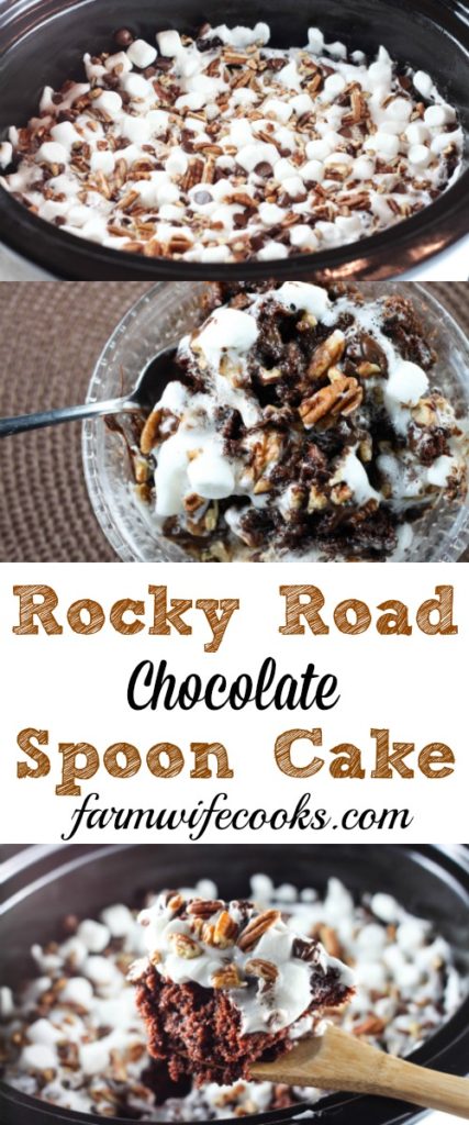 This Rocky Road Chocolate Spoon Cake is made in the crock pot and a chocolate lovers dream!