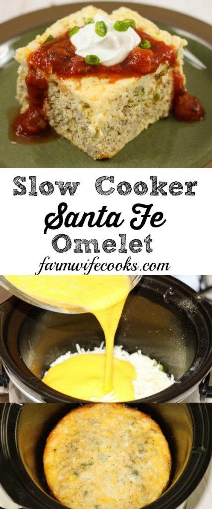 Are you looking for a great crock pot breakfast casserole? This Slow Cooker Santa Fe Omelet is packed full of flavor and easy to make!