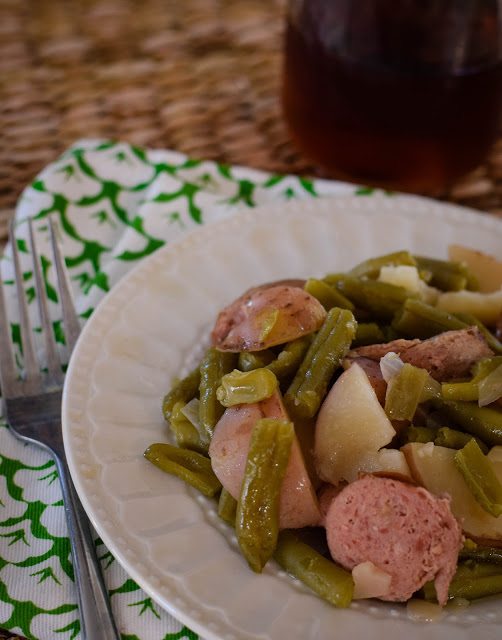 Slow Cooker Sausage, Green Beans and Potatoes