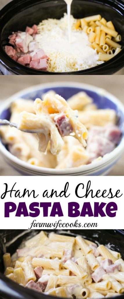 Are you looking for an easy crock pot meal? This Ham and Cheese Pasta Bake is the perfect, kid-friendly weeknight meal!