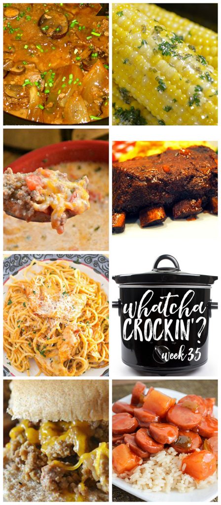 This week's Whatcha Crockin' crock pot recipes include Slow Cooker Baby Back Ribs, Crock Pot Cheesy Chicken Spaghetti, Crock Pot Corn on the Cob, Crock Pot Sweet and Sour Sausage, Slow Cooked Cube Steak with Peppers, Onions and Mushrooms, Crock Pot Low-Carb Taco Soup, Crock Pot Unsloppy Joes, and much more!