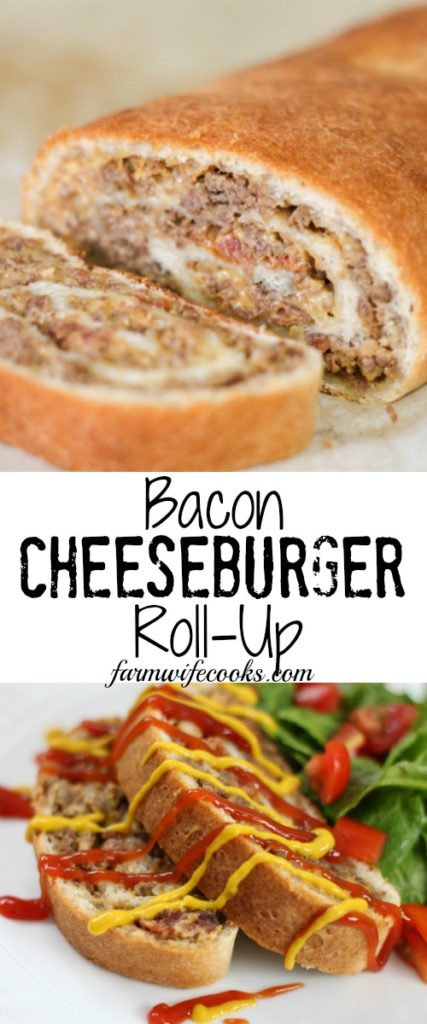 This Bacon Cheeseburger Roll-Up is the perfect twist on a classic burger recipe. Bacon Cheeseburer Roll-Ups make a great appetizer recipe but are also filling enough to make a fun dinner.