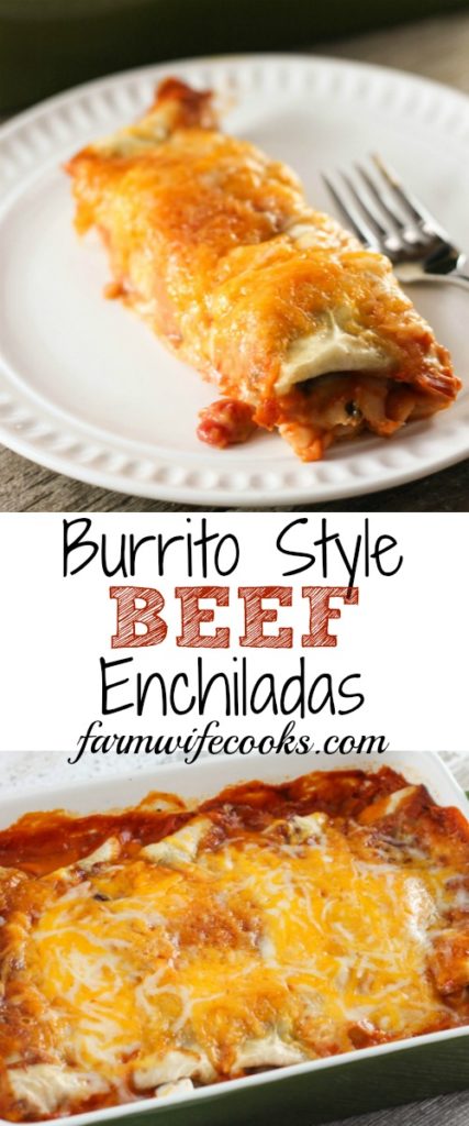 An easy Burrito Style Beef Enchilada recipe that will have everyone you make them for asking for the recipe!