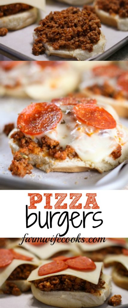 Pizza Burgers are a fun twist on Pizza Night that everyone will love! This recipe can be adapted with your families favorite pizza toppings.