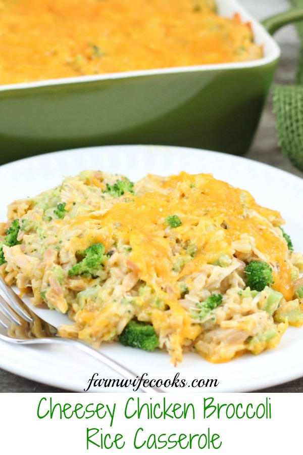 This Cheesy Chicken Broccoli Rice Casserole is an easy recipe the whole family will love! The only way I can get my picky eater to eat broccoli! 