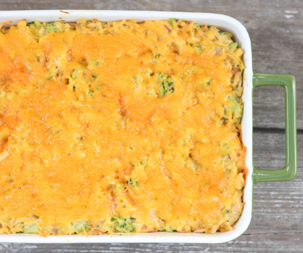 This Cheesy Chicken Broccoli Rice Casserole is an easy recipe the whole family will love!