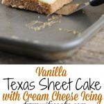 This Vanilla Texas Sheet Cake with Cream Cheese Icing is a moist cake with a creamy icing that will have everyone asking for seconds!