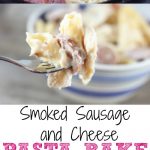 Are you looking for an easy crock pot meal the whole family will love? This Smoked Sausage and Cheese Pasta Bake has 5 ingredients and will win over the pickiest eater!