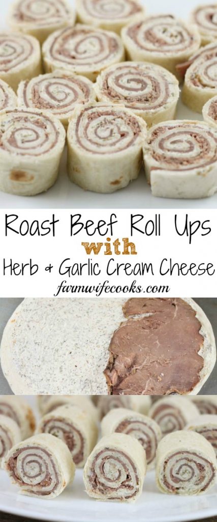 These Roast Beef Roll Ups with Herb and Garlic Cream Cheese make the perfect appetizer and would be great for a lunch idea or meal on the go.