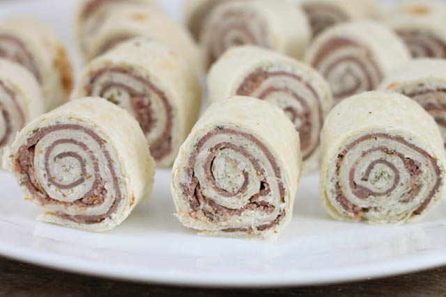 Roast Beef Roll Ups with Herb and Garlic Cream Cheese