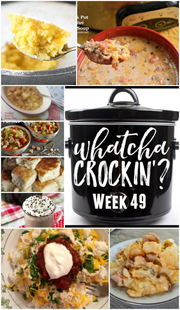 This week’s Whatcha Crockin’ crock pot recipes include Slow Cooker Ranch Chicken Rice Bowls, Warm Winter Lemon Cake, Low Carb Crock Pot Pizza Casserole, Crock Pot Cheesy Smoked Sausage and Potato Bake, Crock Pot Homemade Yeast Rolls, Sweet and Creamy Crock Pot Hot Cocoa, Crockpot Beans 'n' Kraut Stew, Slow Cooker Turkey Soup and many more!