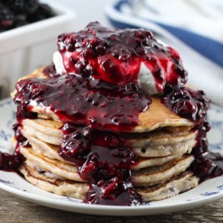 Are you looking for new breakfast ideas? These Blackberry Buttermilk Pancakes with Blackberry Syrup are an easy homemade recipe that everyone will love!