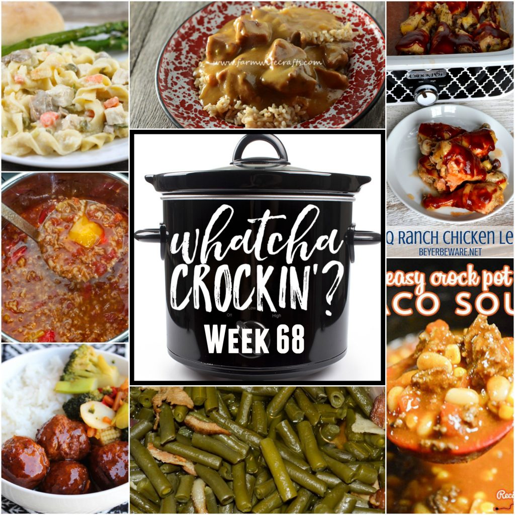 This week’s Whatcha Crockin’ crock pot recipes include Slow Cooker Beef Stew and Rice, Crock Pot Cheesy Chicken and Noodles, Easy Crock Pot Taco Soup, Crock Pot BBQ Ranch Chicken Legs, Crock Pot Green Beans, Instant Pot Stuffed Pepper Soup, Slow Cooker Asian Meatball Stir Fry Bowls and more! 