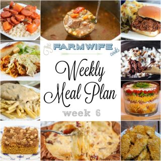 Welcome to this week’s meal plan I have a great group of recipes for you this week including; Sweet and Sour Smoked Sausage, Crock Pot Tex Mex Chicken Tacos, Creamy Herbed Chicken, Beef Barley Soup, Cheesy Chicken Tenders, Yum Yum Cheesy Potatoes, Cornbread Salad, Crock Pot Lasagna Casserole, Butterscotch Coffee Cake, Crock Pot Biscuits and Gravy Casserole, Tuna Salad Coneys, Crock Pot BBQ Beef, Hawaiian Bread Cheese Dip, Crock Pot Chex Mix, Rocky Road Chocolate Spoon Cake and Homemade Cherry Pie. 