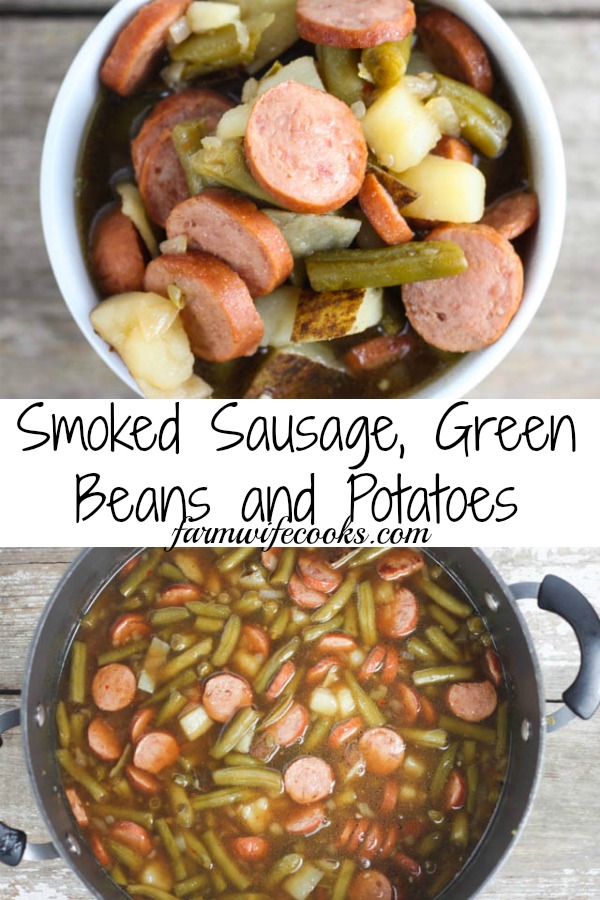 This Smoked Sausage, Green Beans and Potatoes is a classic, easy, Midwestern one skillet meal that every one will love!