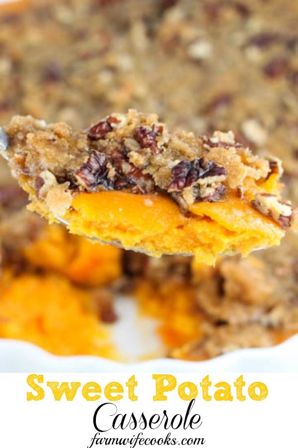 This Sweet Potato Casserole is a classic holiday side dish topped with brown sugar and pecans. A must have at our family gatherings!