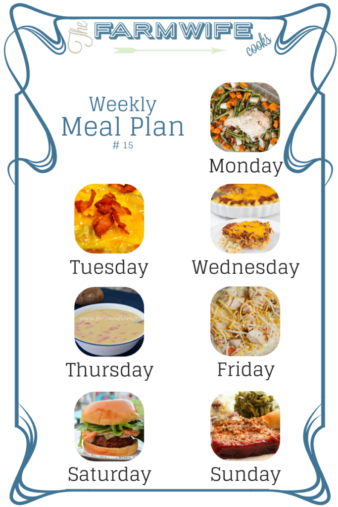 Welcome to this week’s meal plan I have a great group of recipes for you this week including; Honey Glazed Turkey and Potatoes, Mexican Corn and Chicken Chowder, Sour Cream Noodle Bake, Cheesy Potato Soup, Chicken Ranch Vegetable Pizza, Cajun Pork Burgers with Shrimp and Spicy Aioli, Classic Meatloaf, Instant Pot Low-Carb Mashed Cauliflower, Soft Pumpkin Cookies and Grandma's Chocolate Fantasy Fudge.