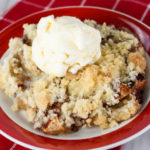 Easy Apple Crisp is a classic fall favorite filled with crisp apples, cinnamon, butter and sugar and topped with vanilla ice cream.